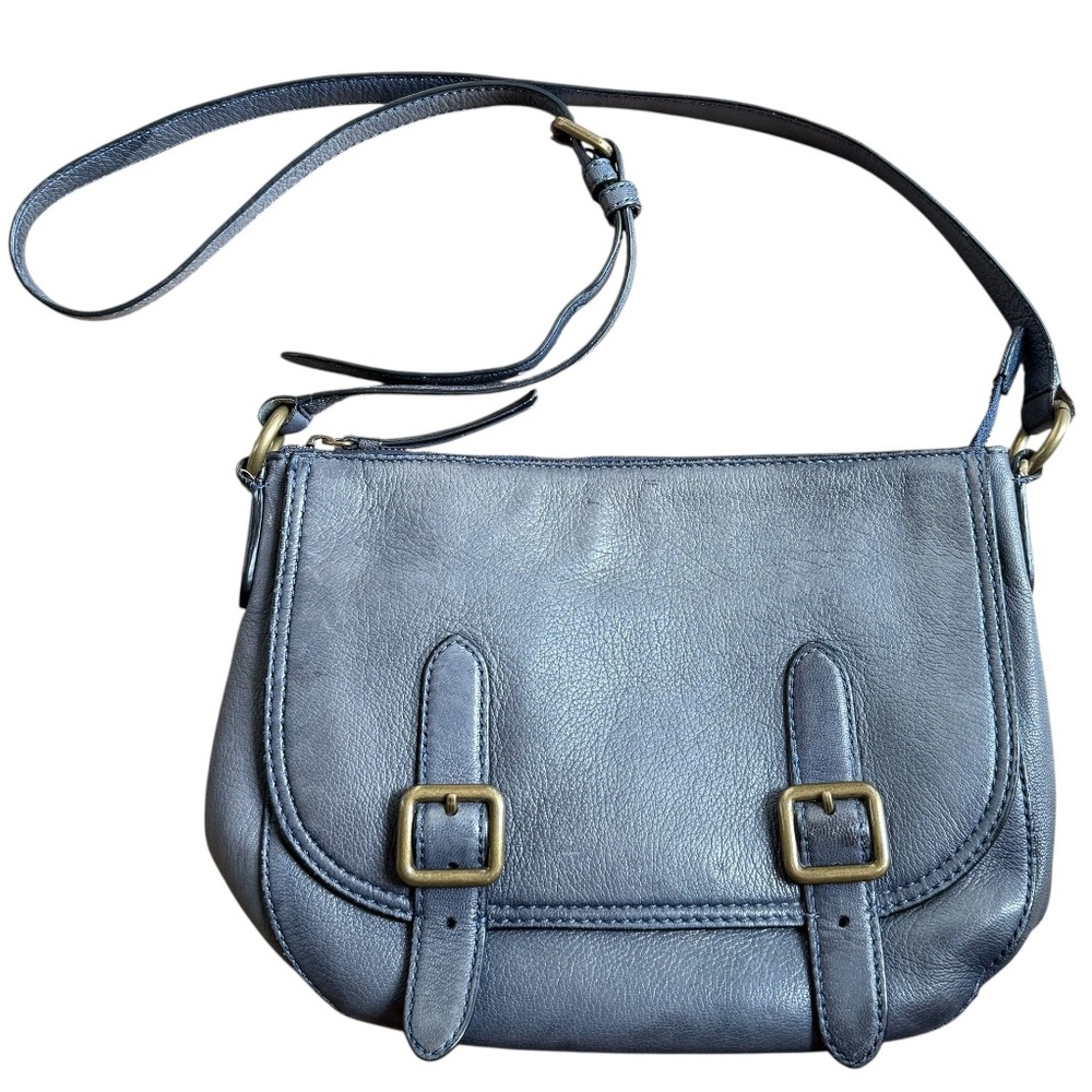 Frye Lily crossbody leather purse bag blueish grey women messenger bag